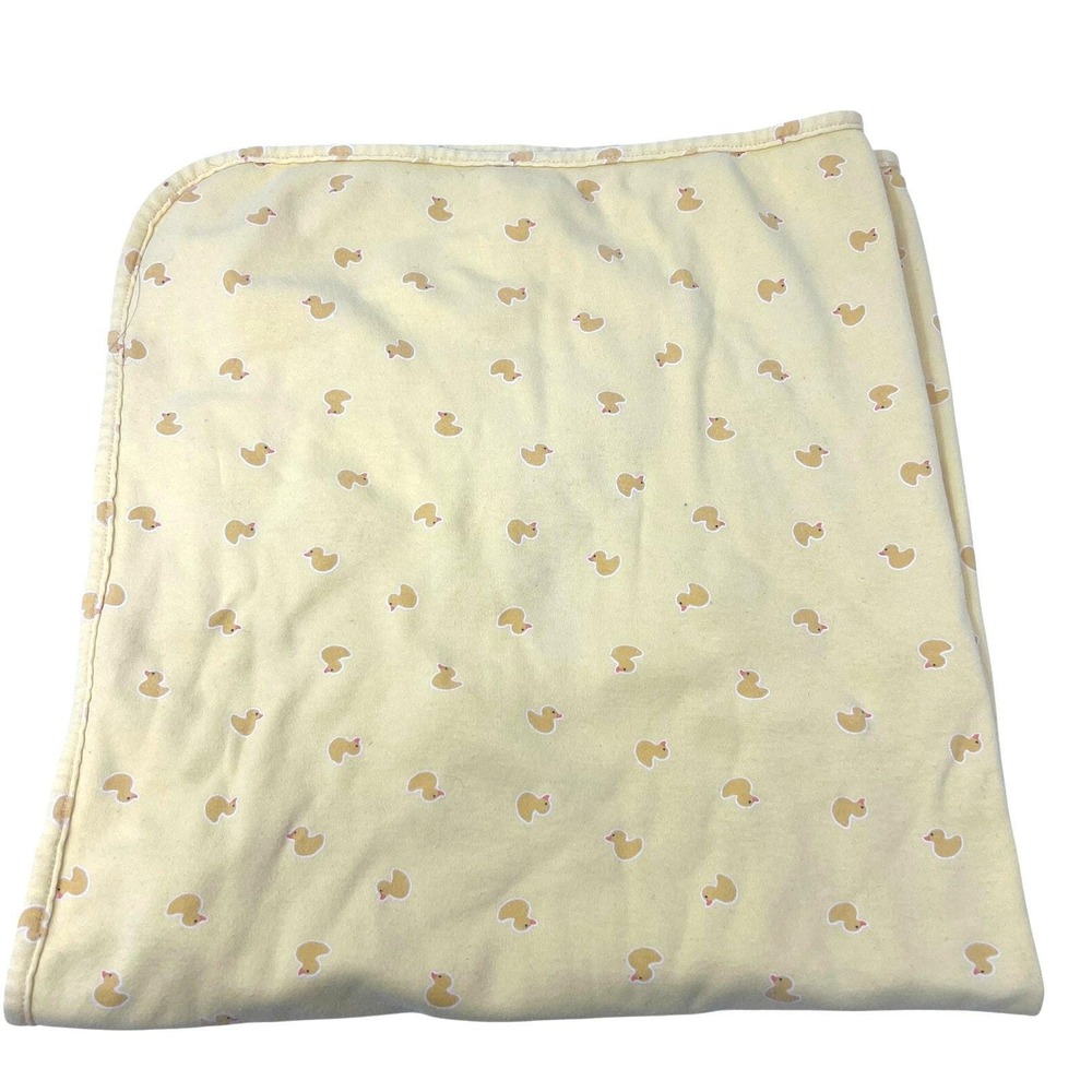 Vintage Baby Blanket Carter's Yellow Duckie Swimming Ducks Reversible Lovey - Picture 5 of 8